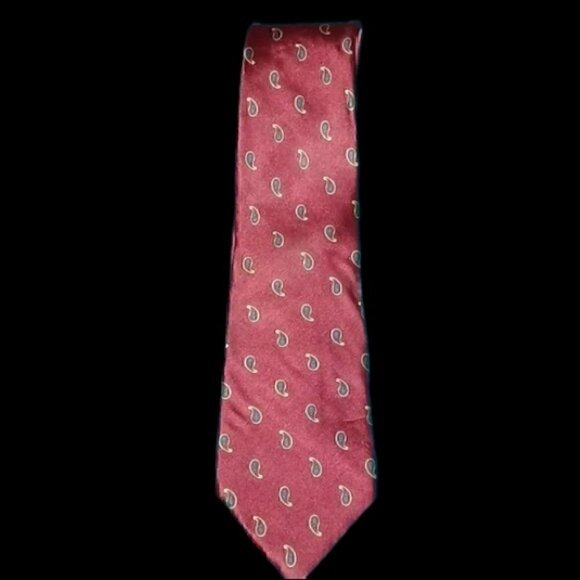 VGUC - Adolfo Red 100% Silk w/Small Paisley Men’s Tie - Picture 1 of 6